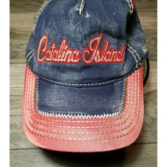 Catalina Island Essencial Caps 100% Cotton Adjustable Back Red Tan Blue - Picture 11 of 12